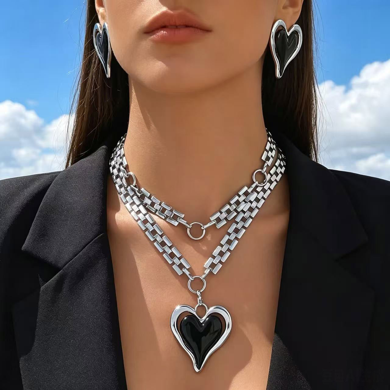 Valentine's Day Exaggerated Oversized Heart Temperament Jewelry Set
