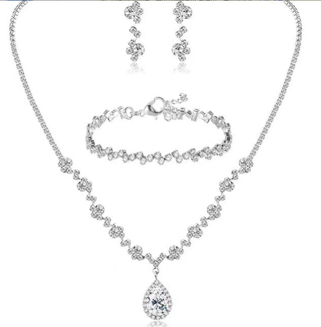 Bridesmaid Prom Costume Rhinestone Bridal Wedding Metal Jewelry Set