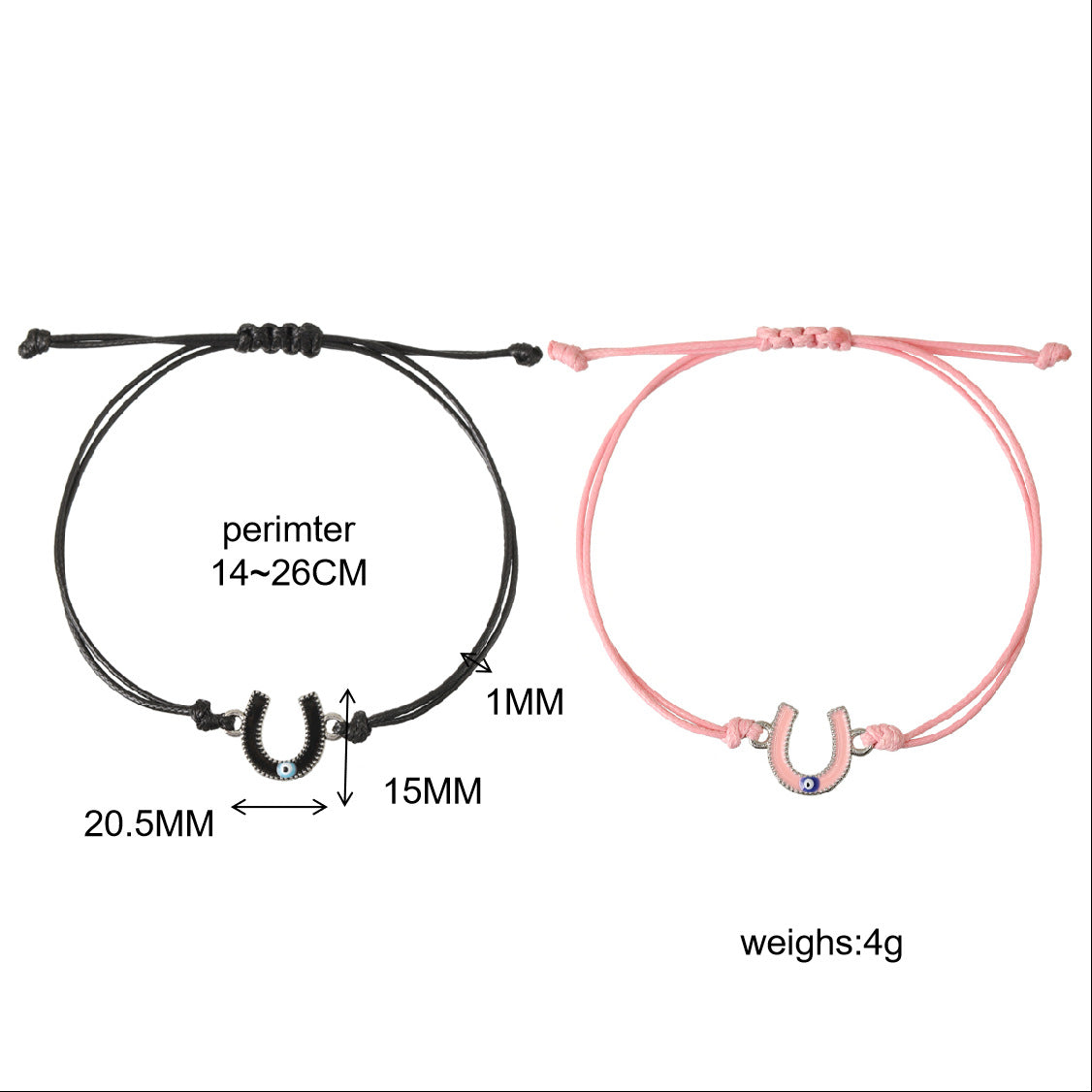 Damen & Herren & Seil Devil's Eye Horseshoe Couple Armbänder