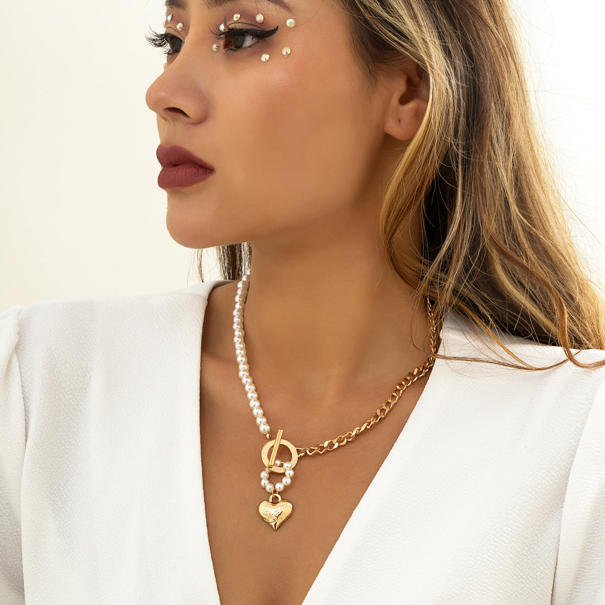 Colliers simples de clavicule de personnalité de couture de boucle de perle