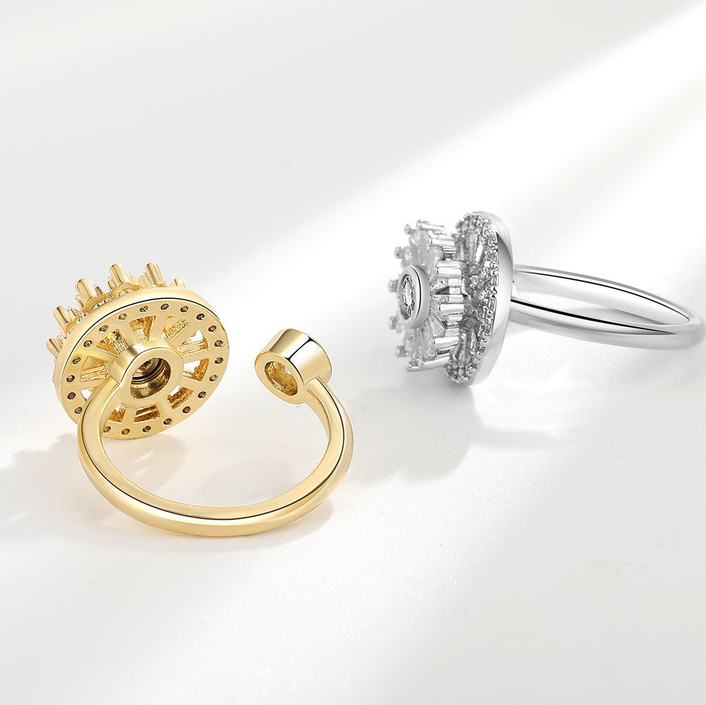 Flower Stone Round Light Luxury Minority Design Fashion Female Rings