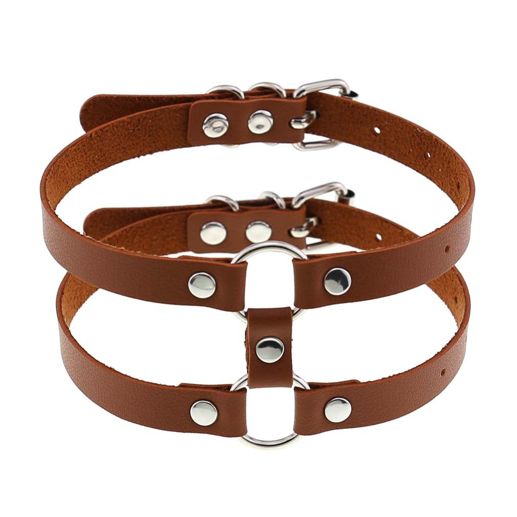 Colliers de personnalité simples en cuir de style gothique à double rangée