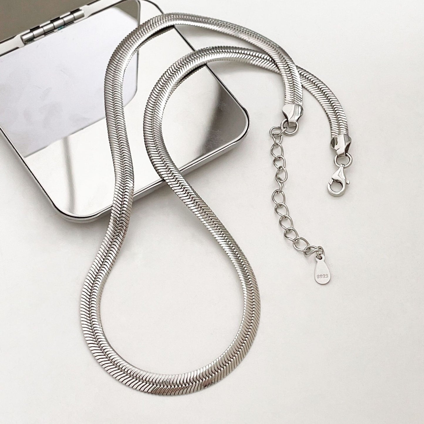 Os de serpent plat en argent sterling pour femmes pour colliers