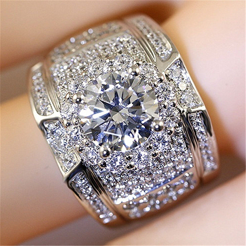 Men's Classic Luxury Full Diamond Sier Rings