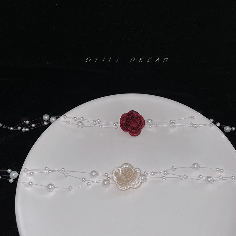 Colliers de perles courts en ligne de poisson à fleurs vintage