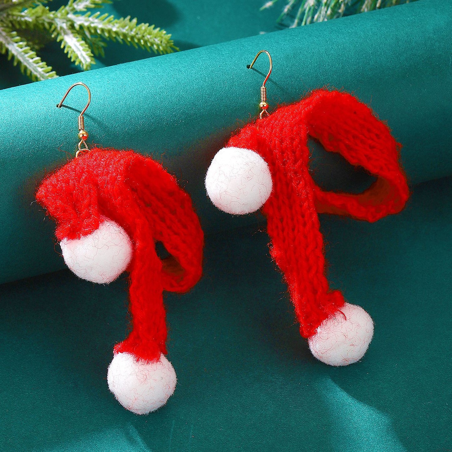 Christmas Style Knitted Wool Hat Scarf Earrings
