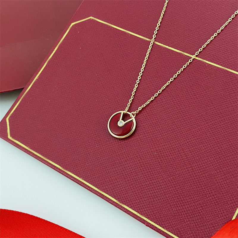 Rose Gold Plated White Shell Carnelian Clavicle Necklaces