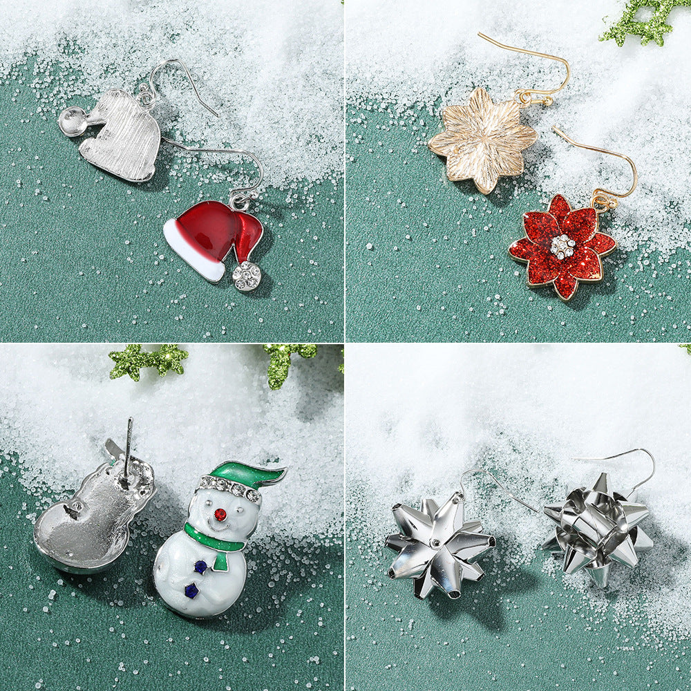 Cute Fashion Alloy Dripping Elk Snowflake Ear Earrings