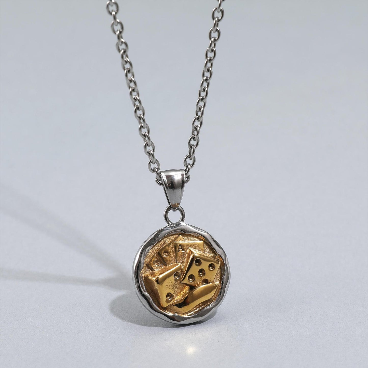 Men's Fashion Titanium Steel Hip Hop Sweater Chain Accessories Dice Necklaces