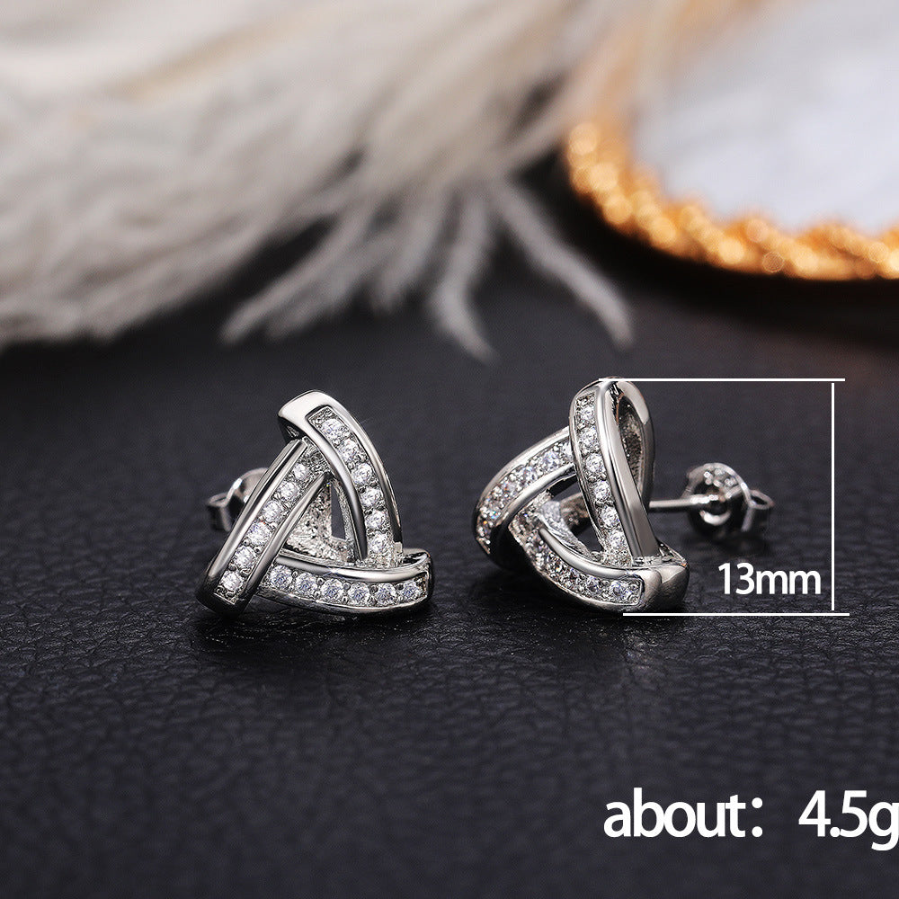 Diamond Triangle Female Delicate Super Shining Zircon Earrings
