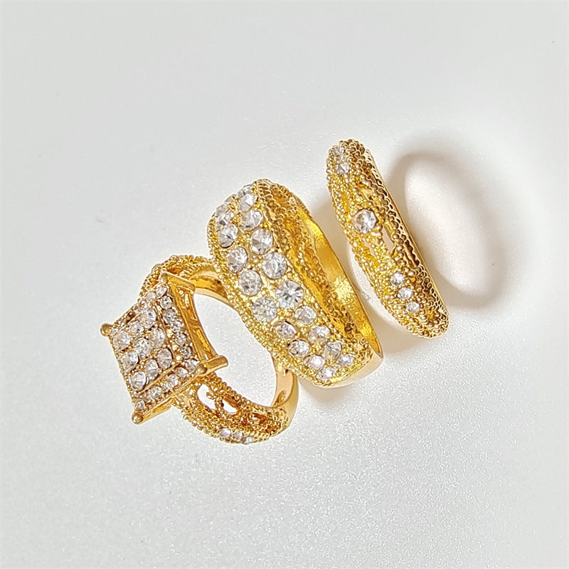 Modisches dreiteiliges Set Diamant-Paar-Handschmuck The Legend Rings