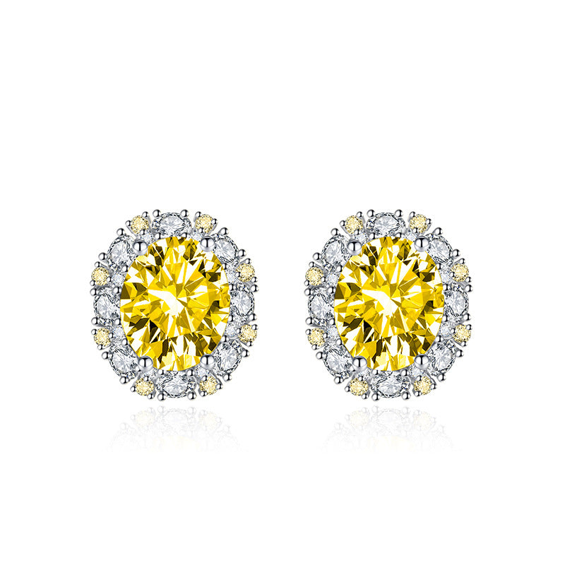 Women's Elegant Oval Zircon Simple Party Jewelry Ornament Earrings