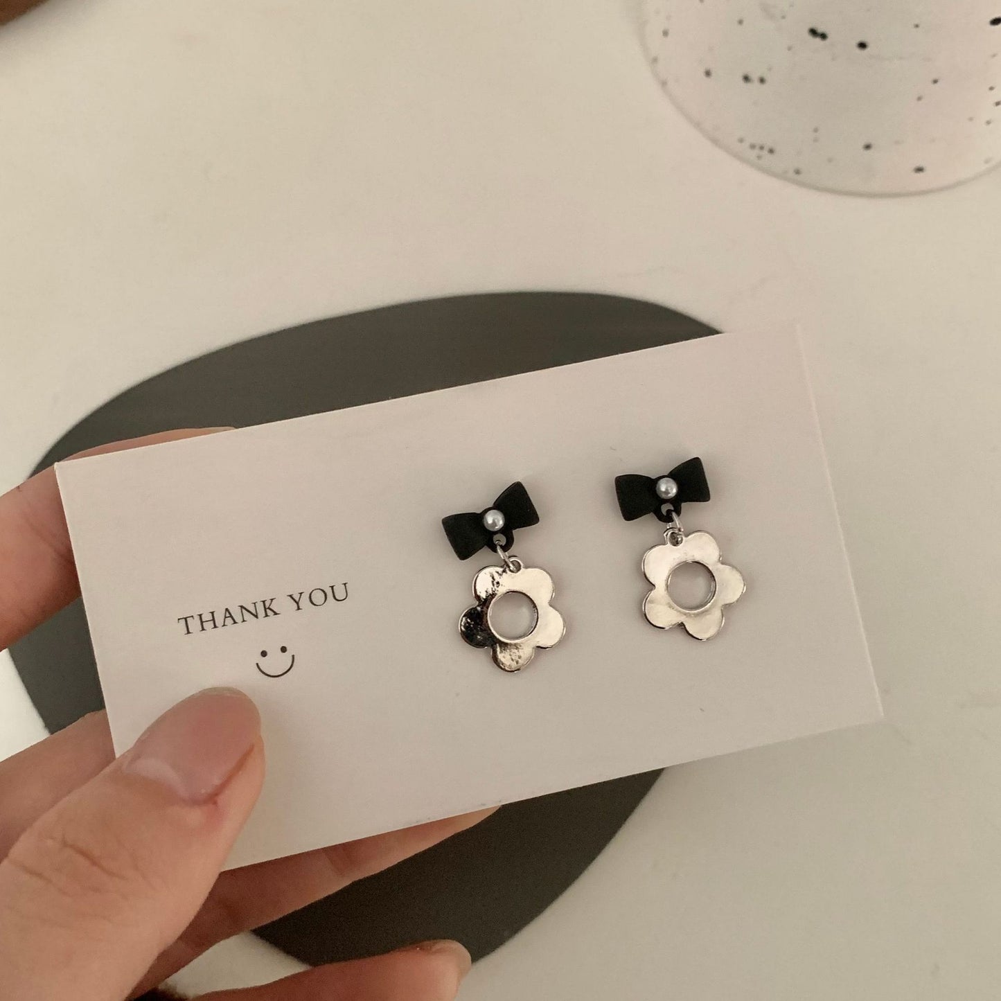 Love Heart Flowers Bow Cold Style Earrings