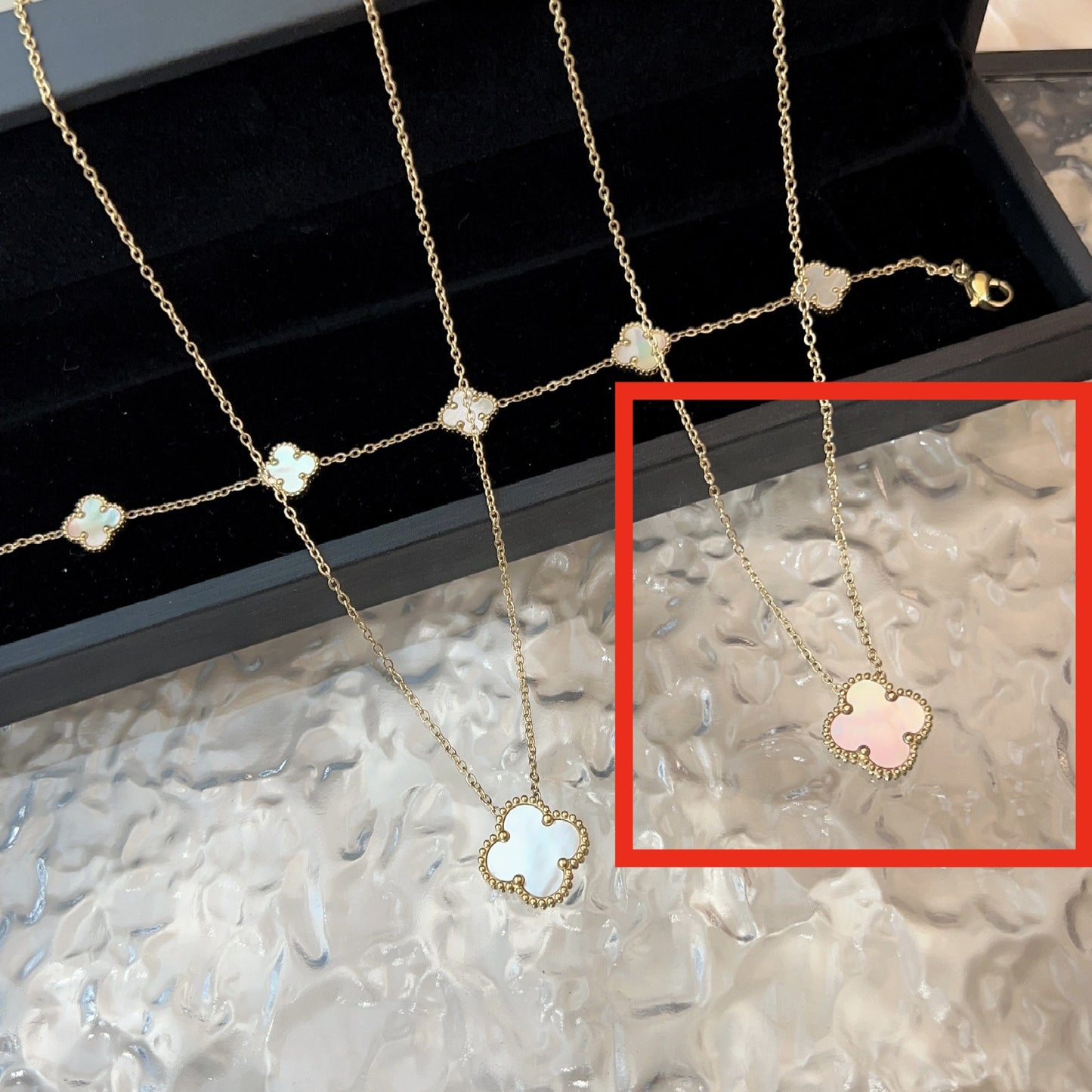Colliers de trèfle fritillaire naturel de luxe léger et exquis en Zircon