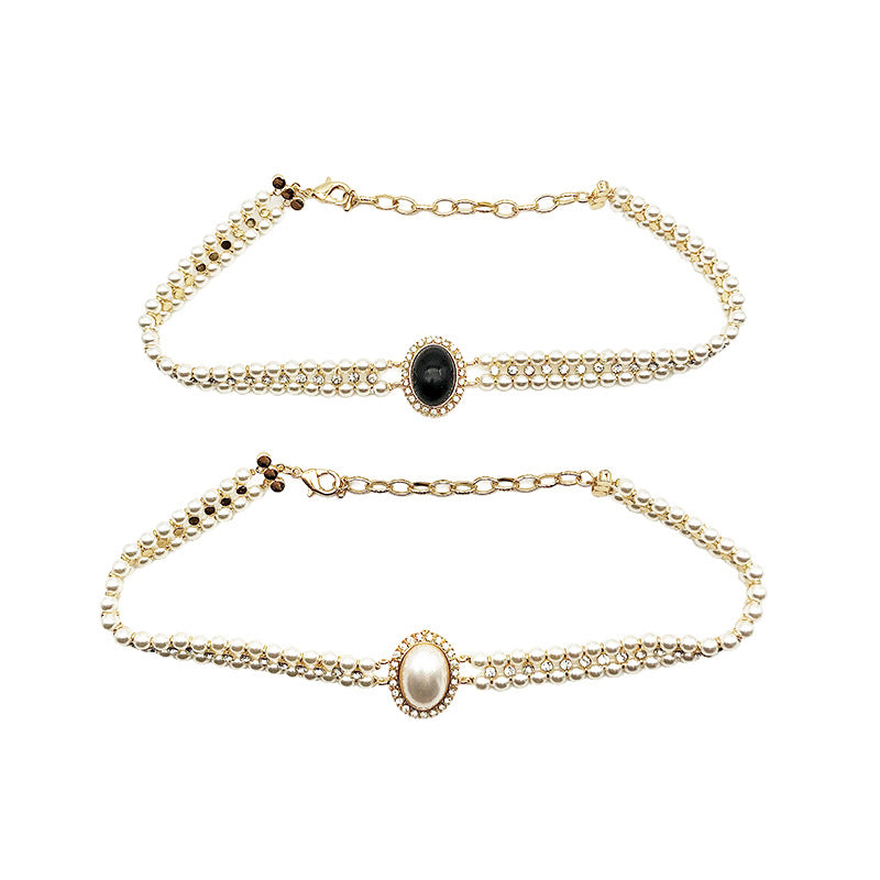 Women's Pearl Temperament Wild French Clavicle Chain Necklaces