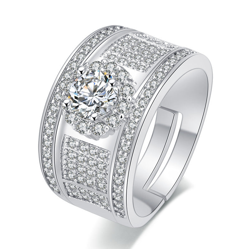 Full Rhinestone Zircon Wide Version Big Rings