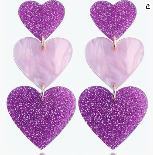 Women's Valentine's Day Acrylic Love Heart Niche Earrings