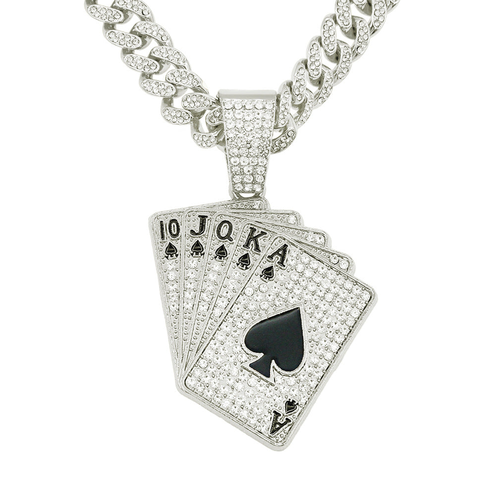Accessoires de pendentif de poker personnalisés, colliers Hip Hop