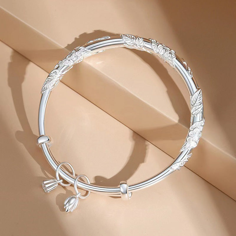 Like Brocade Sier Female Telescopic Push Pull Ancient Style Happy Bracelets