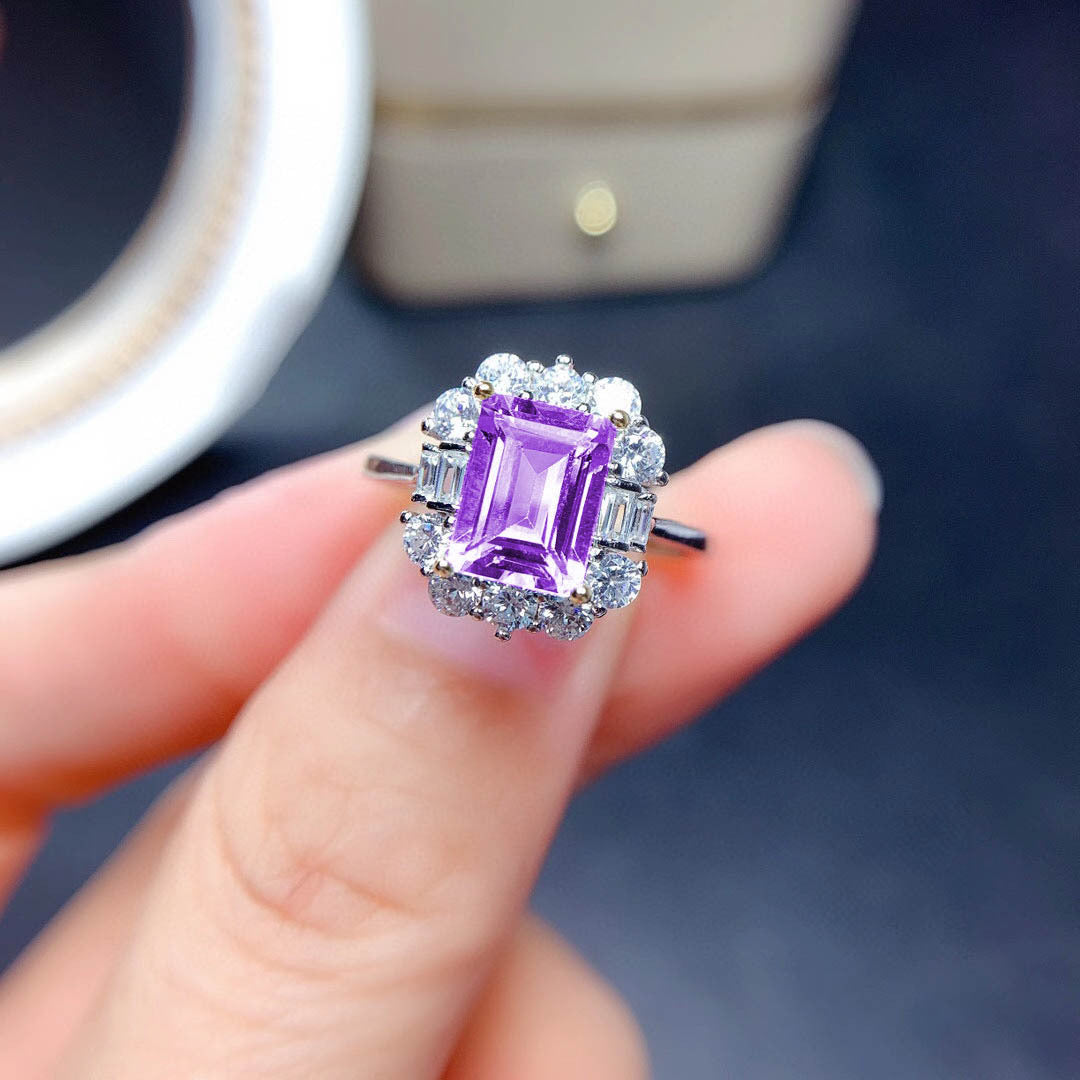 Women's Live Streaming Drainage Welfare Yellow Diamond Rectangular Rings