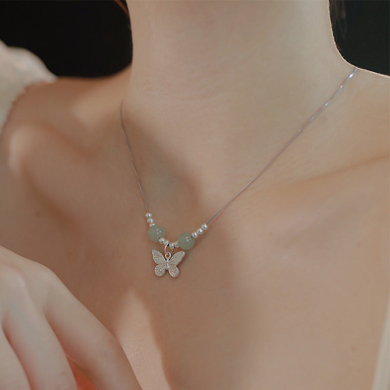 Colliers de haute qualité avec chaîne de clavicule en jade rétro de niche