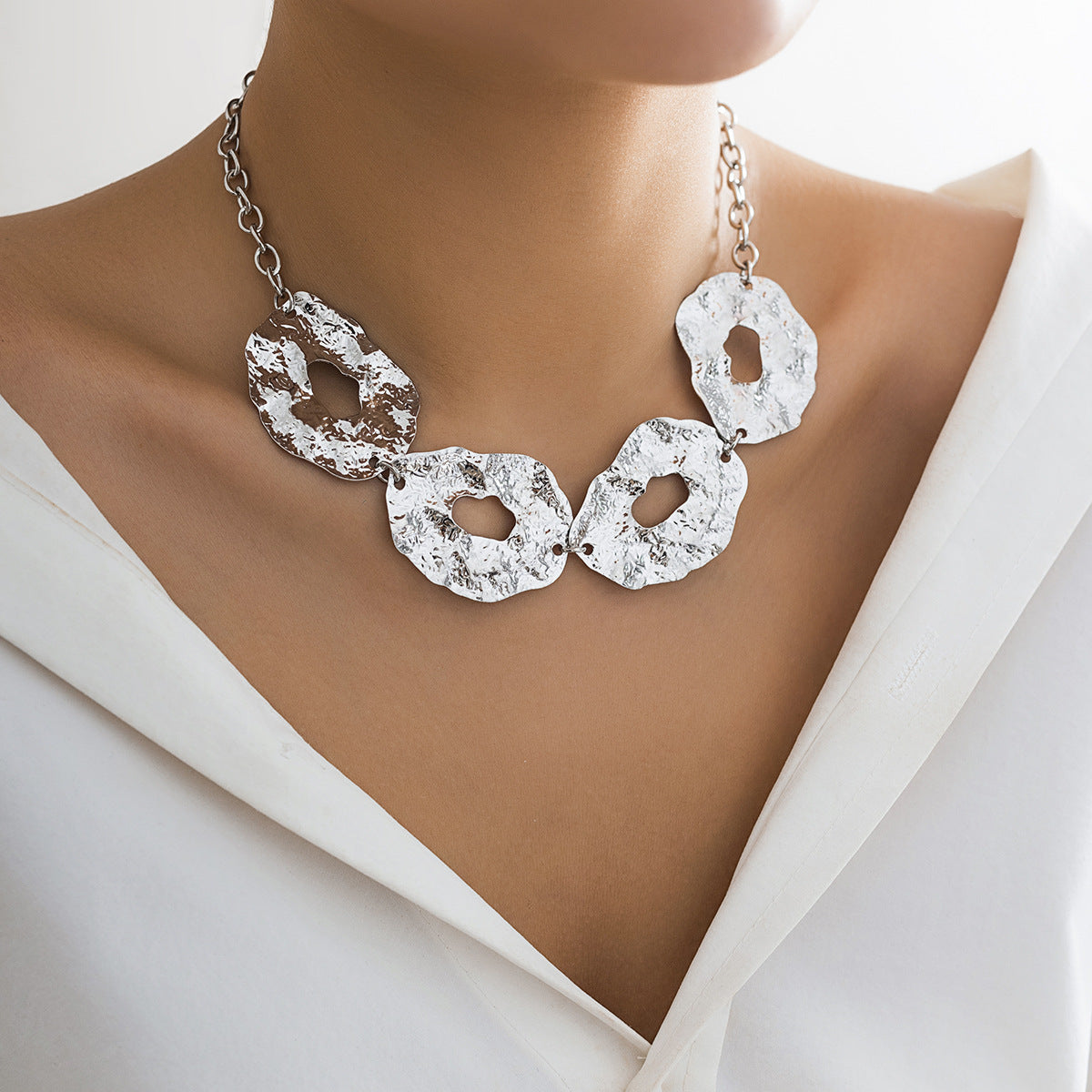 Women's Irregular Design Wafer Personality Liquid Fluid Necklaces