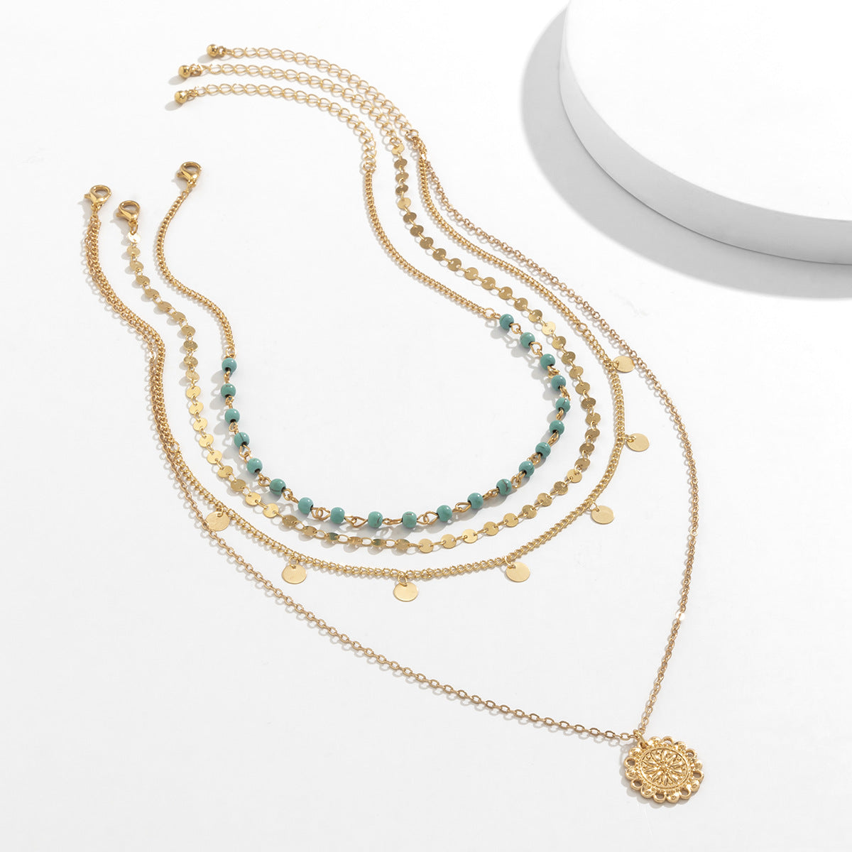 Pendentif disque de fleur en perles turquoise pour femmes, pour colliers capricieux Vintage