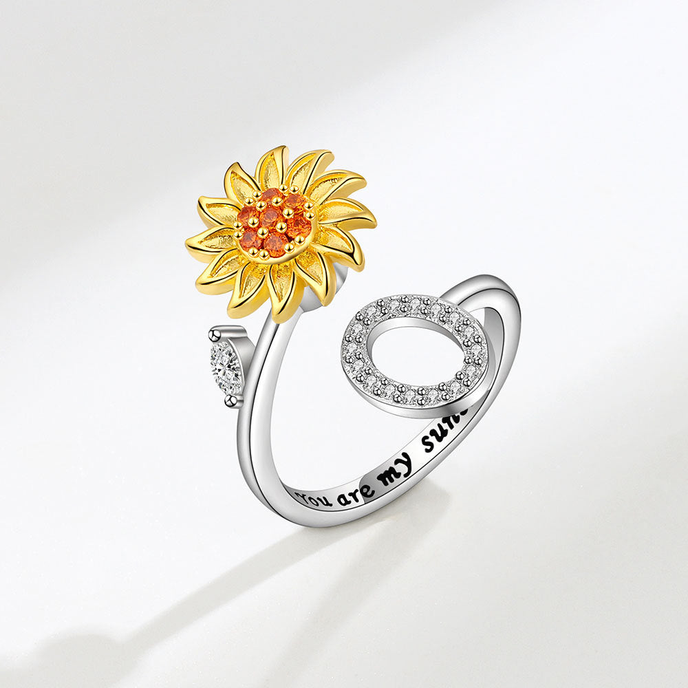Sunflower Spinning Adjustable Letter Rotating Decompression Rings