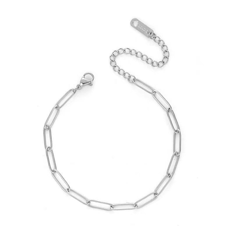 Women's Fashion Long Chain Stainless Steel Cross Bracelet