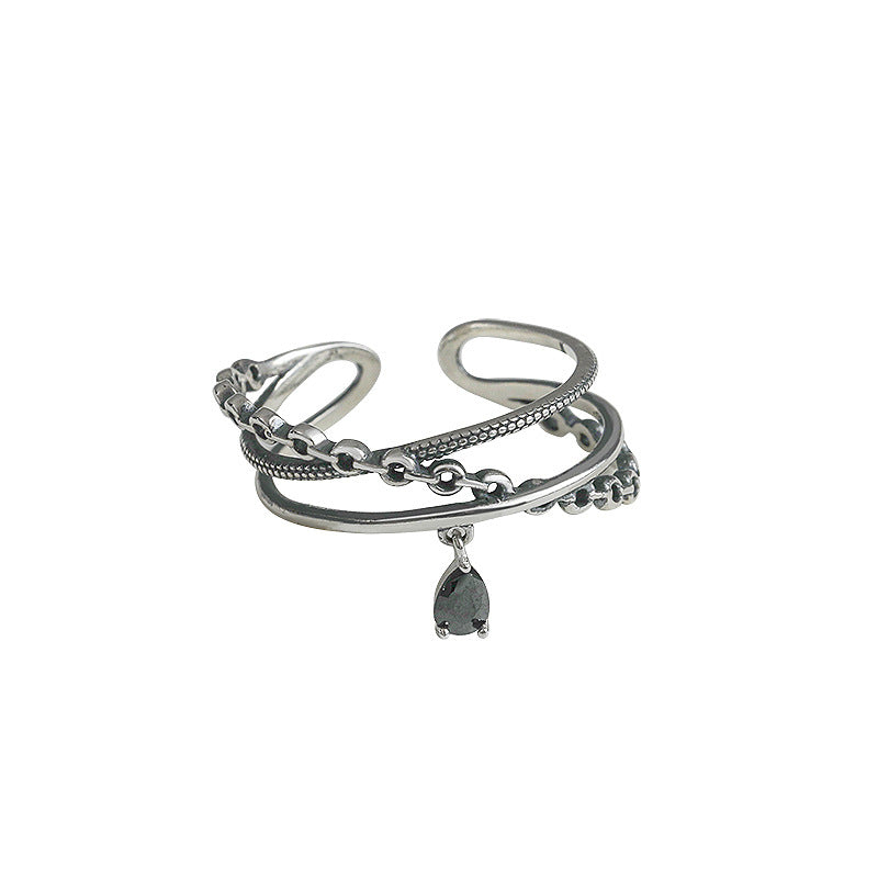 Kette Kreuz offenes Design Retro schwarze Strassringe