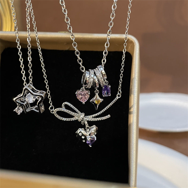 Colliers de clavicule pour femmes, hommes et doux et Cool, étoiles de fleurs, cœur pour conception de niche