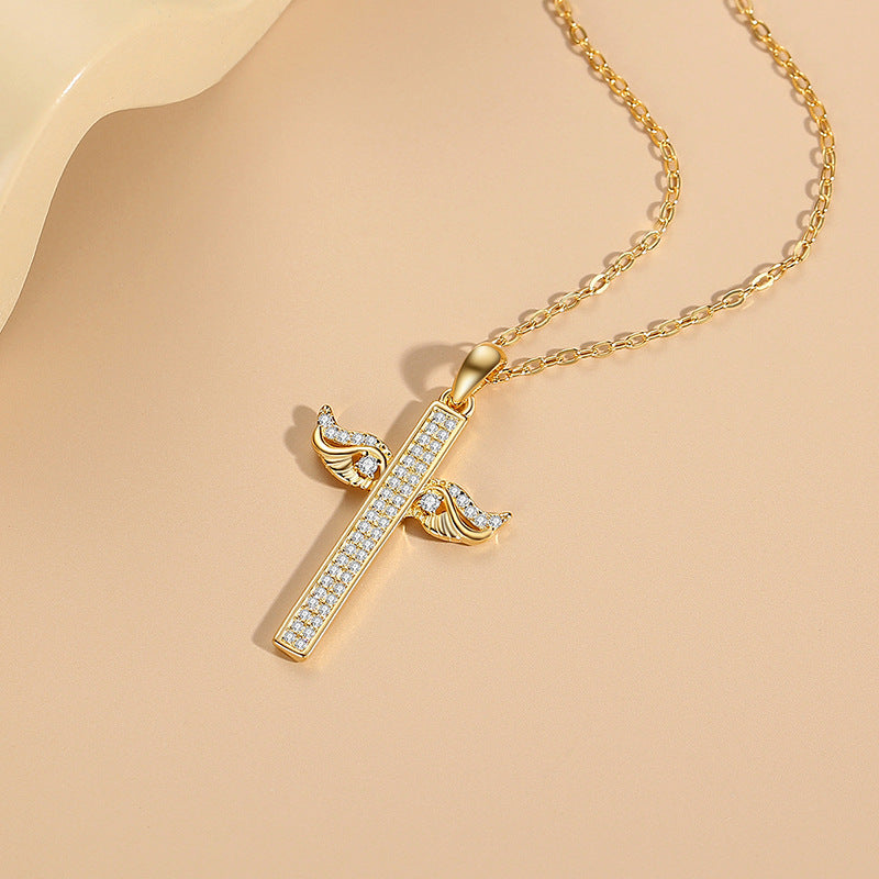 Colliers en argent Sterling avec ailes d'ange pour femmes, plein de diamants