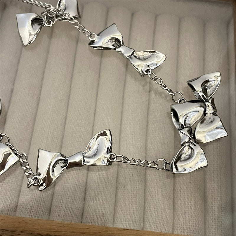 Collier avec nœud pour femme, personnalité de Niche, chaîne de clavicule douce