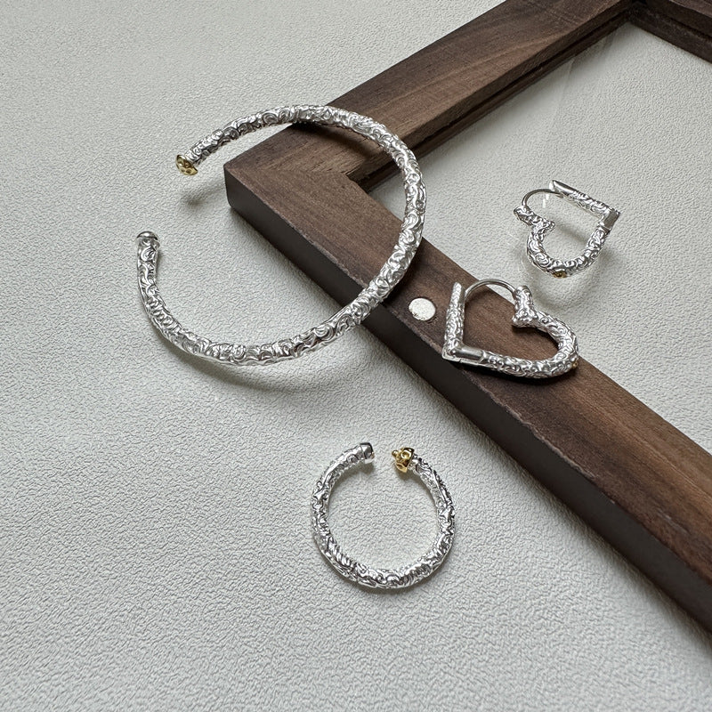 Bagues simples de couleur contrastée de texture de niche de style coréen