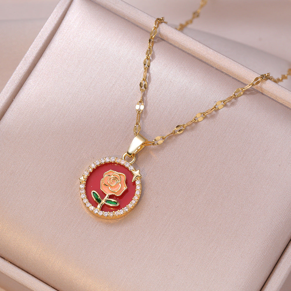 Colliers en chaîne de clavicule de conception de haute qualité en Zircon Rose pour femmes