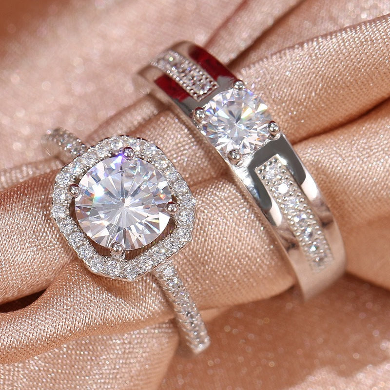 Damen- und Herren- sowie offene Diamant-Hochzeitssimulation und Ringe