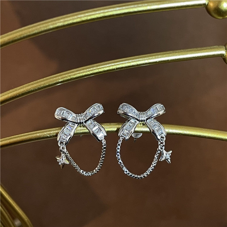 Design High-grade Sweet Cool Wind Bow Earrings