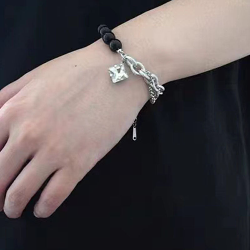 Damen & Herren & Wind Black Beaded Stitching Design Coole, beliebte Armbänder