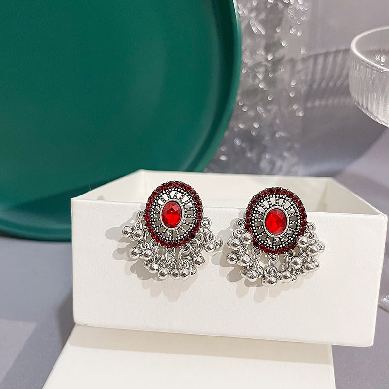 Women's Vintage Tassel Bohemian Stitching Round Exotic Earrings