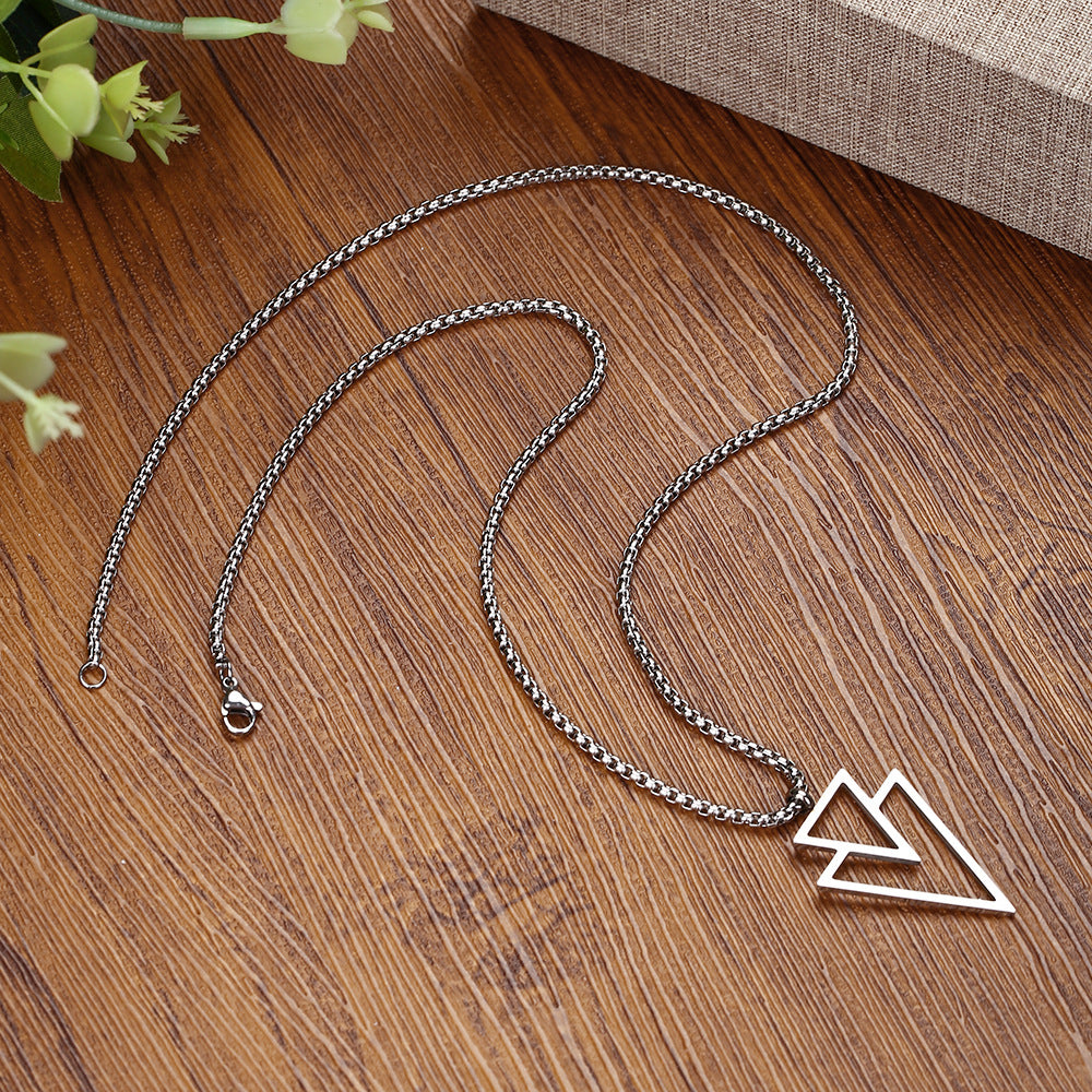 Colliers froids personnalisés géométriques en acier inoxydable avec pendentif triangulaire pour hommes