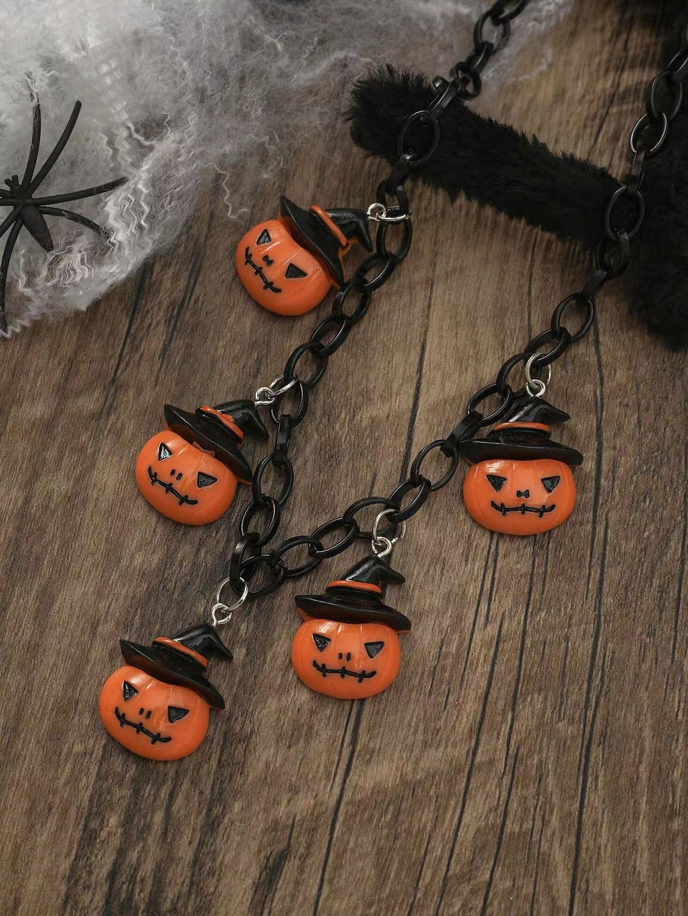 Personality Red Pumpkin Bat Ghost Tide Necklaces