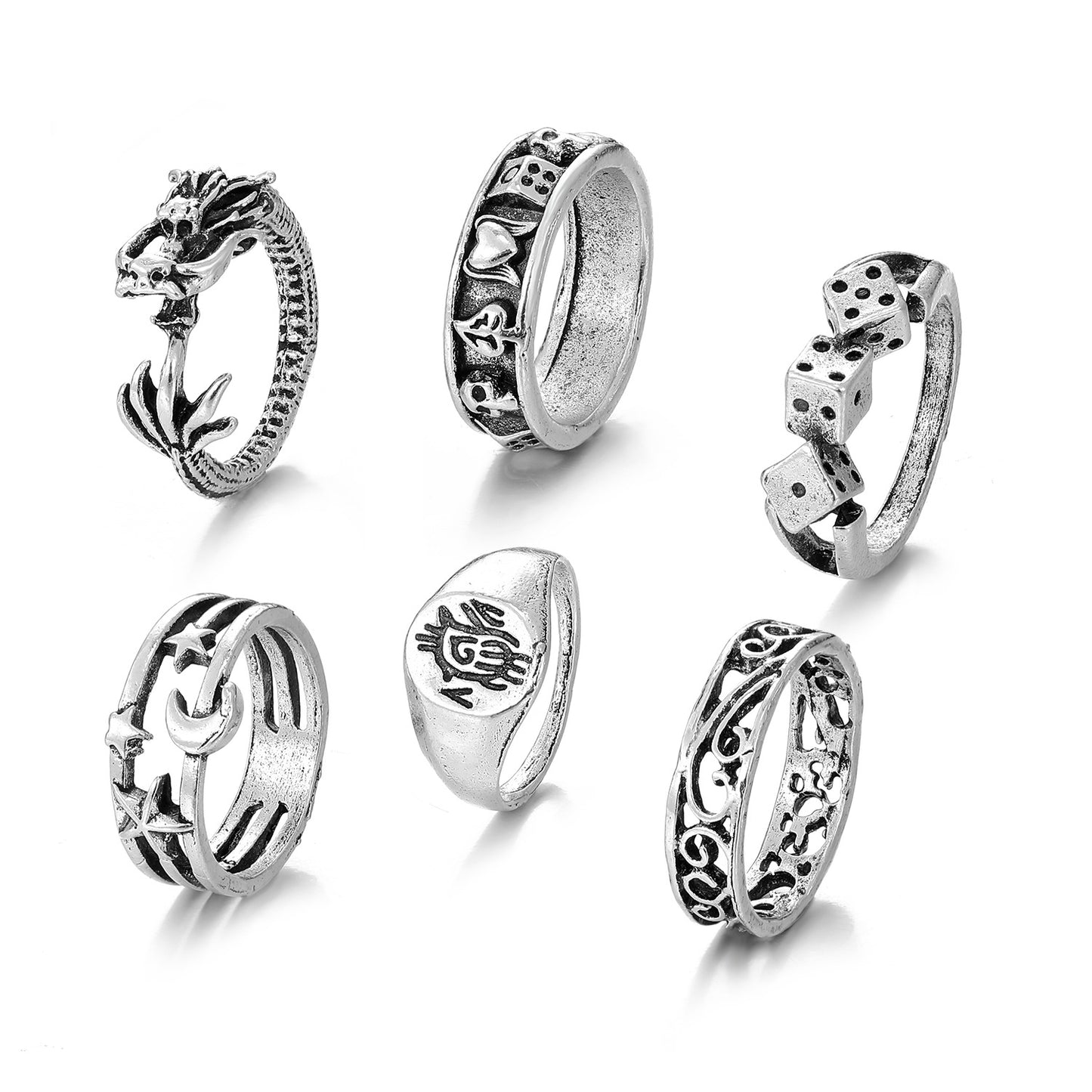Jewelry Knuckle Retro Exaggerated Gem Combination Rings