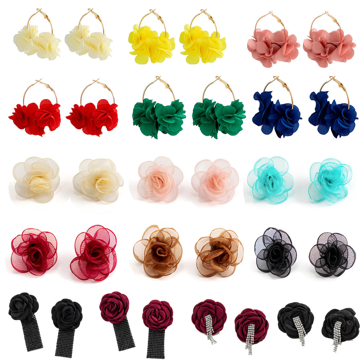 Ornament Vacation Style Rose Multicolored Tassel Earrings