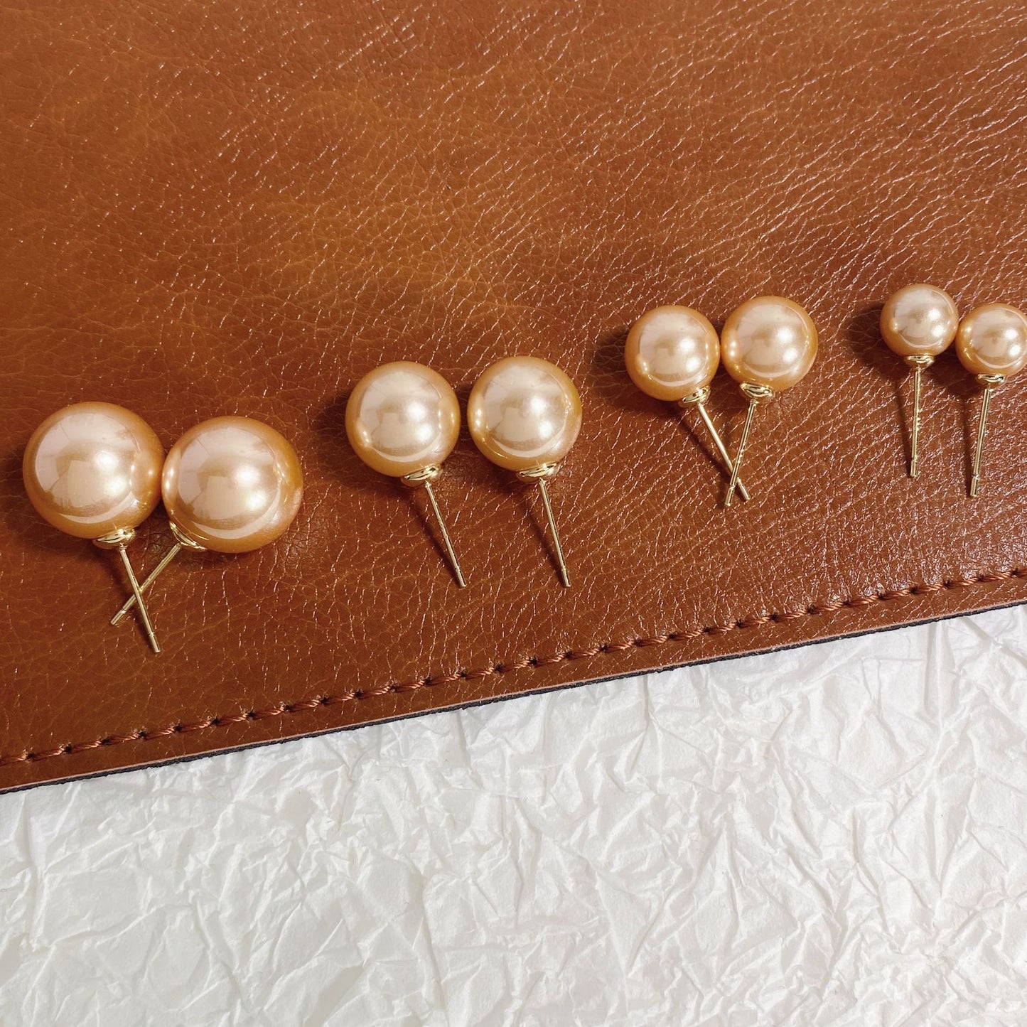 Retro Simple Color Perfect Circle Pearl Sier Earrings