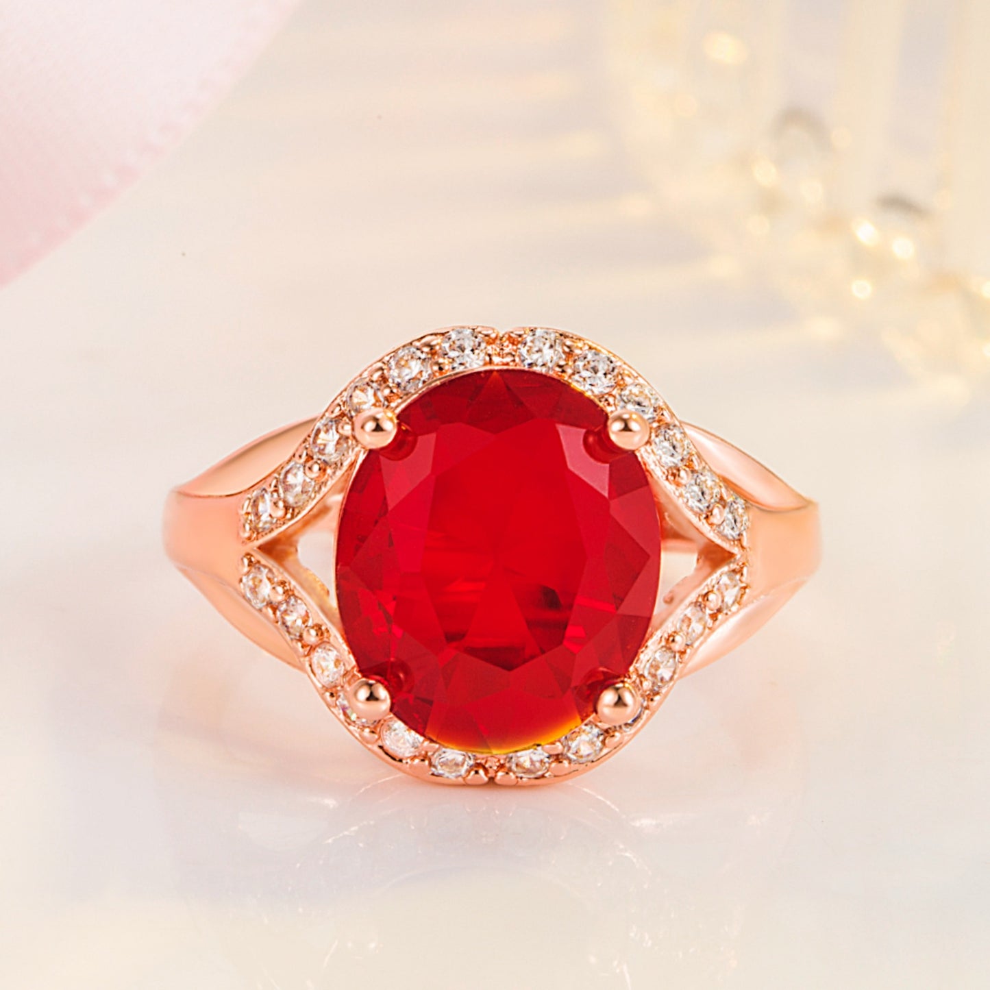 Rose Gold Plated Color Crystal Jacinth Rings