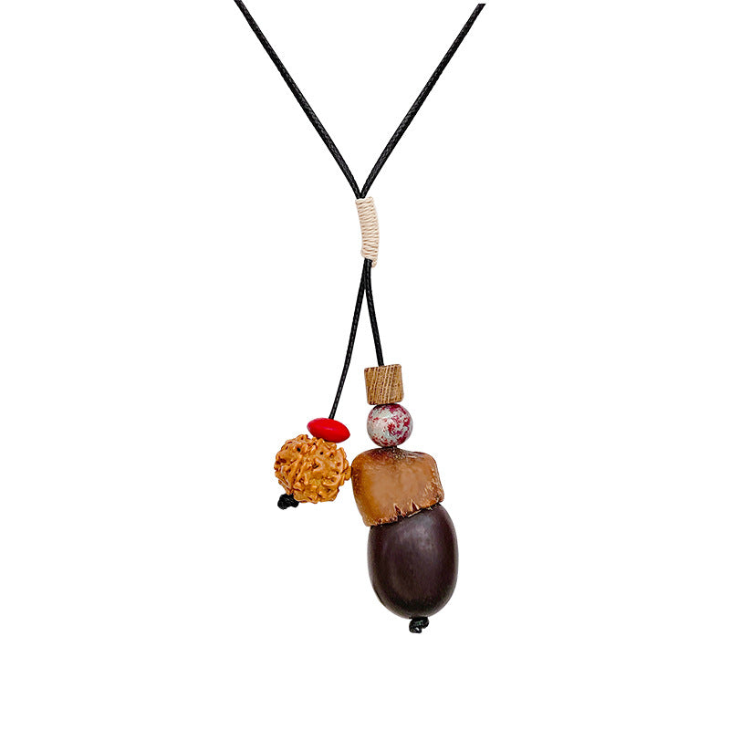 Women's Ceramic Pine Nuts Woven Retro Ethnic Style Fashion Necklace