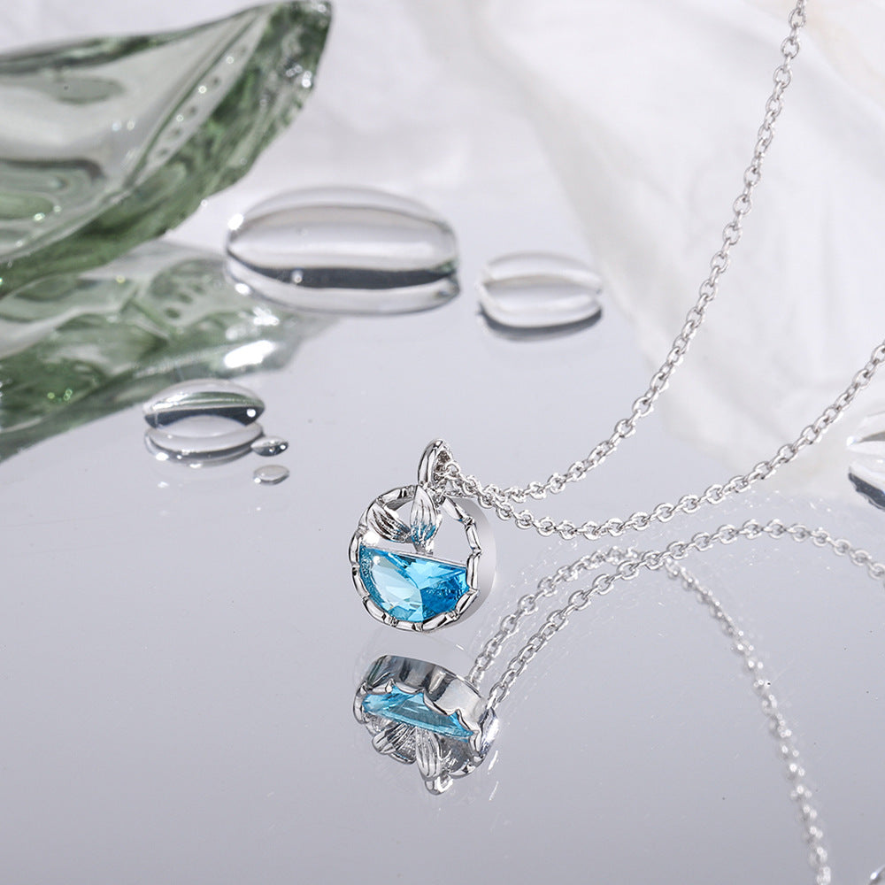 Women's Mori Style Fresh Sea Blue Fishtail Elegant Necklaces
