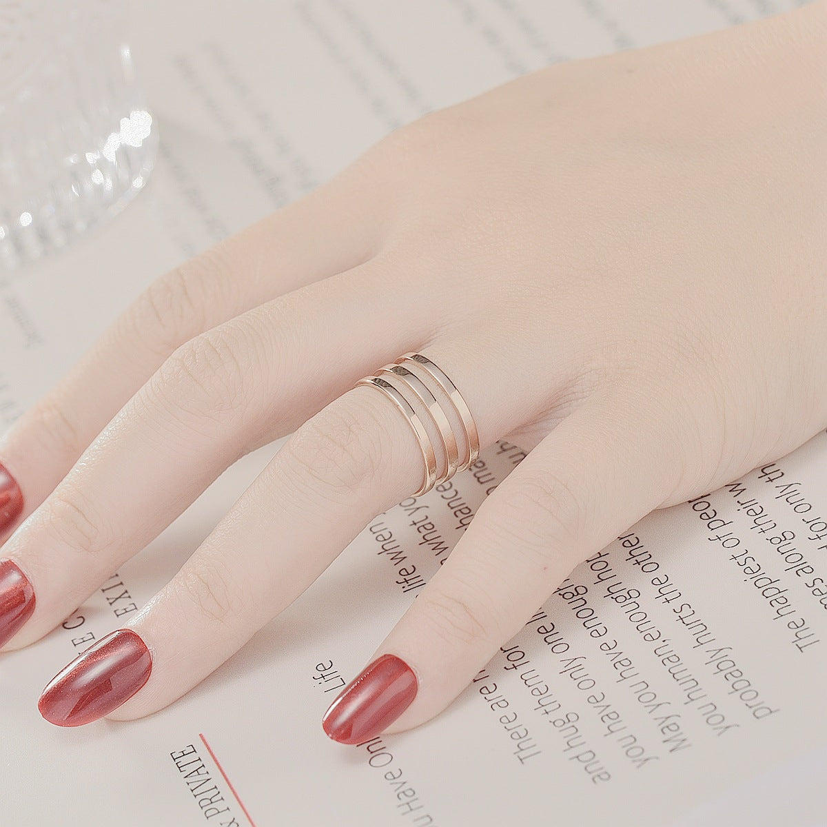 Adjustable Mouth Titanium Steel Hollow Korean Rings