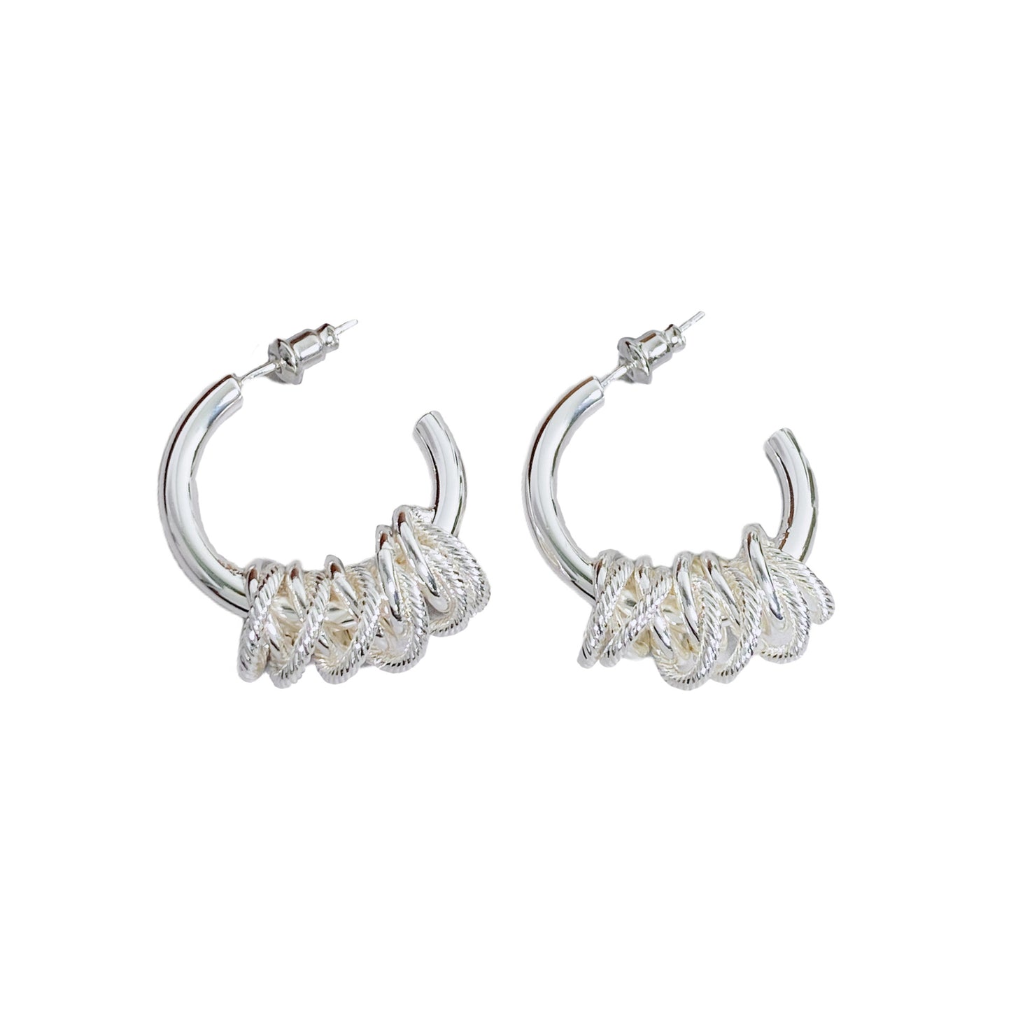 Women's Circle Cross Design Shaped Sier Needle Earrings