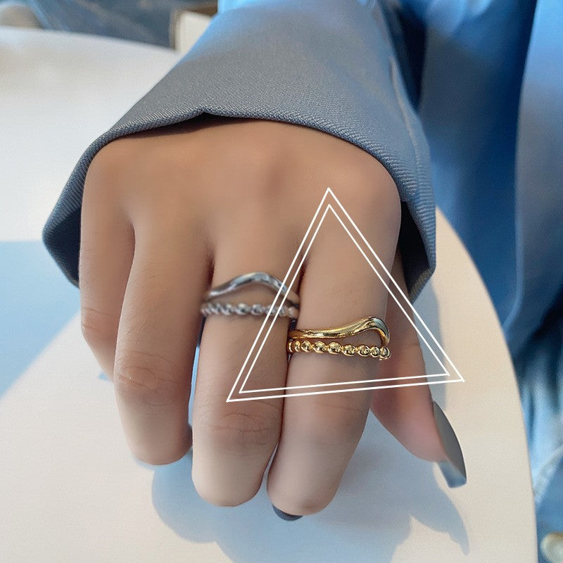 Damen-Stil, schlicht, trendig, Nischendesign, ausgehöhlte goldene Indexringe